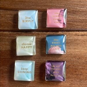 Square Glass Refrigerator Magnets (6)